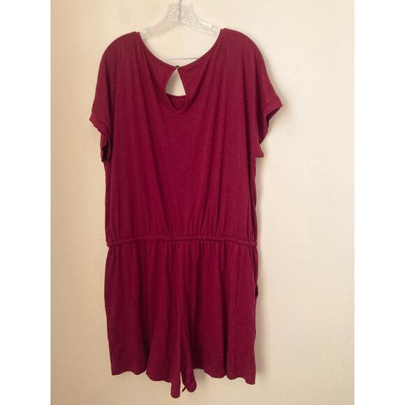 Nemidor Women's Romper Size 20 Maroon Key Hole Drawstring NWOT - Picture 4 of 7